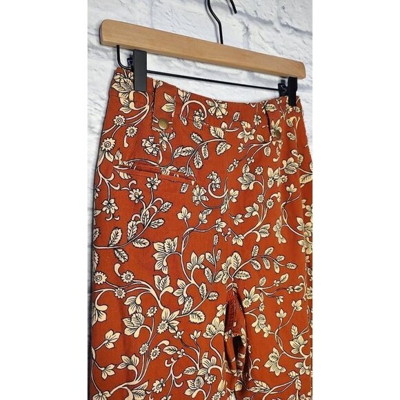 *lovers + Friends Womens Cropped Pants Red Floral High Rise Pockets XS New - Picture 9 of 10